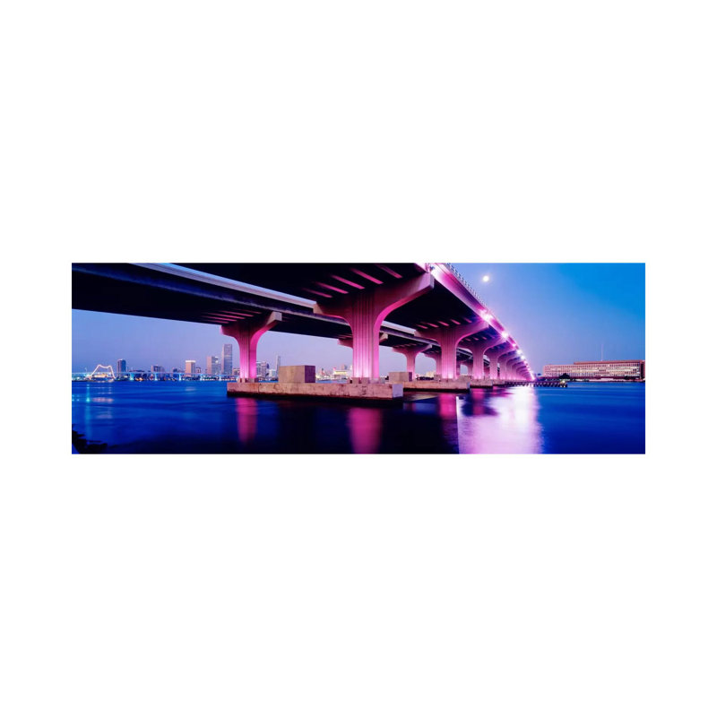MacArthur Causeway Biscayne Bay Miami FL USA - Wrapped Canvas Panoramic Print, 30.48 cm H x 91.44 cm W x 1.91 cm D