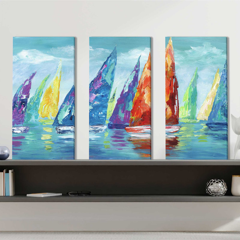 "Fine Day Sailing II", ensemble de 3 impressions sur toile