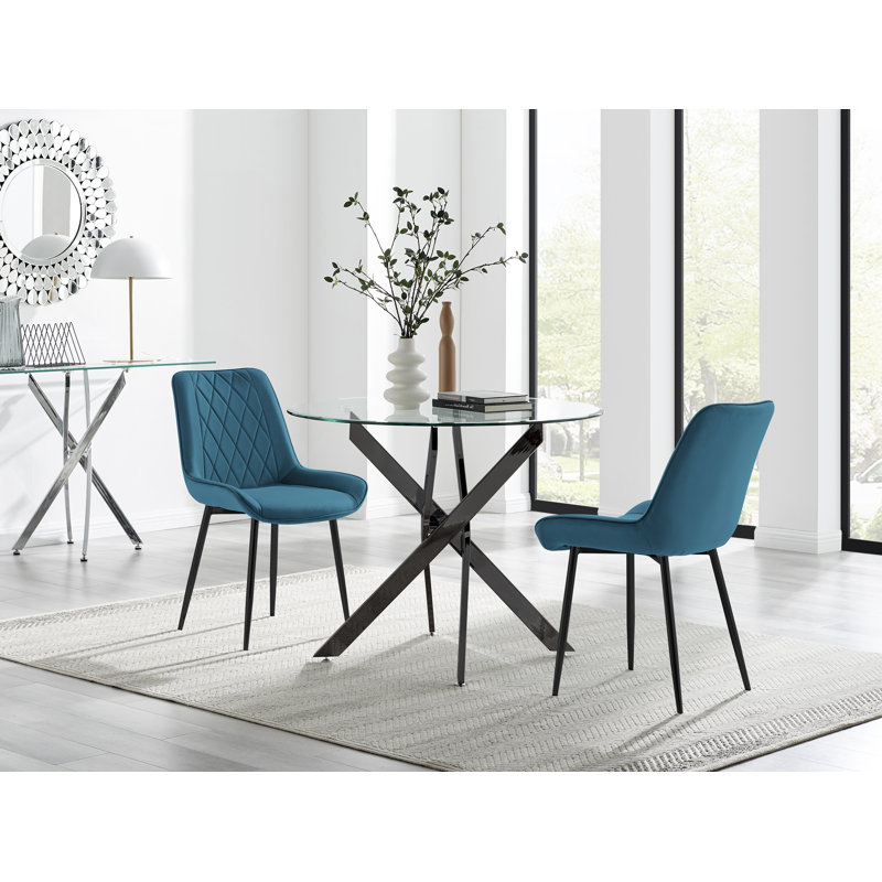 Bernell 2 - Person Dining Set, Blue/Black