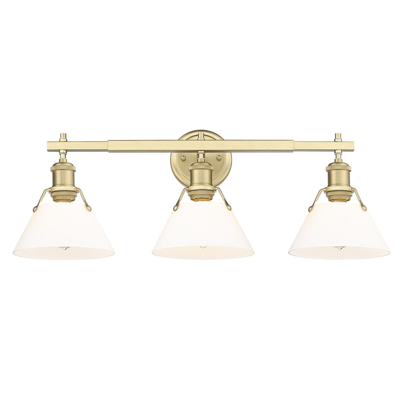 Luminaire à 3 lumières Felda, Verre opale, Bronze champagne brossé