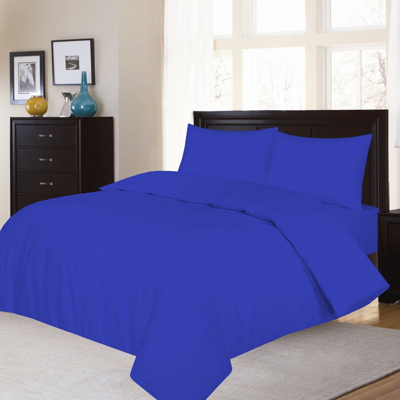 Aubrei 180 TC Modern & Contemporary Duvet Cover Set, Double - 2 Standard Pillowcases, Navy