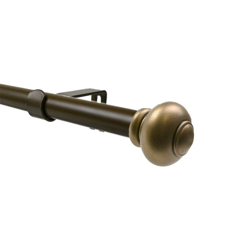 Tringle à rideaux simple ajustable 0,62 po Fiske, Laiton antique, De 28 po à 48 po de largeur