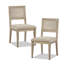 Ensemble de 2 chaises d'appoint rembourrées à dossier en canne avec structure en bois massif et pieds fuselés