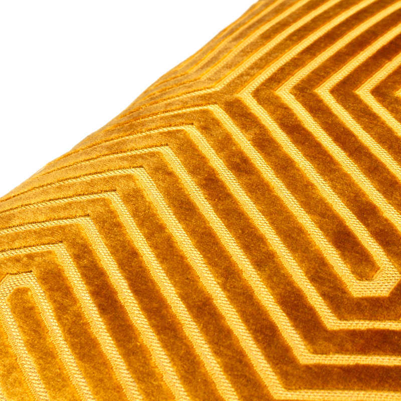 Evoke Geometric Square Throw Cushion, Feather, Gold