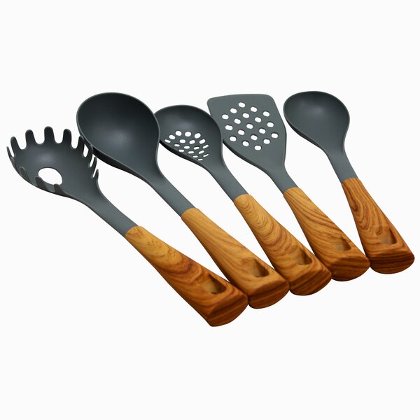 Wooden Utensils for Cooking, AOOSY 5pcs Wooden Spoons for Cooking, Acacia  Wood Kitchen Utensils with Spatula Spoon Set Non-Stick Comfort Grip Wooden
