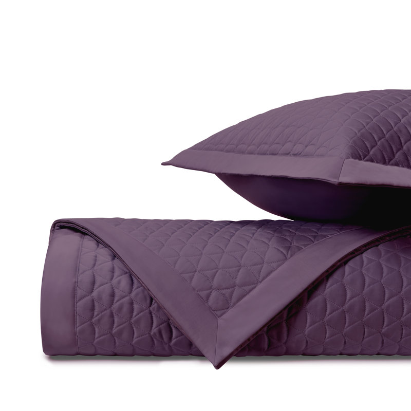 Anastasia Quilted Sateen Coverlet Set, Full/Double Coverlet/Bedspread + 2 Shams, Purple