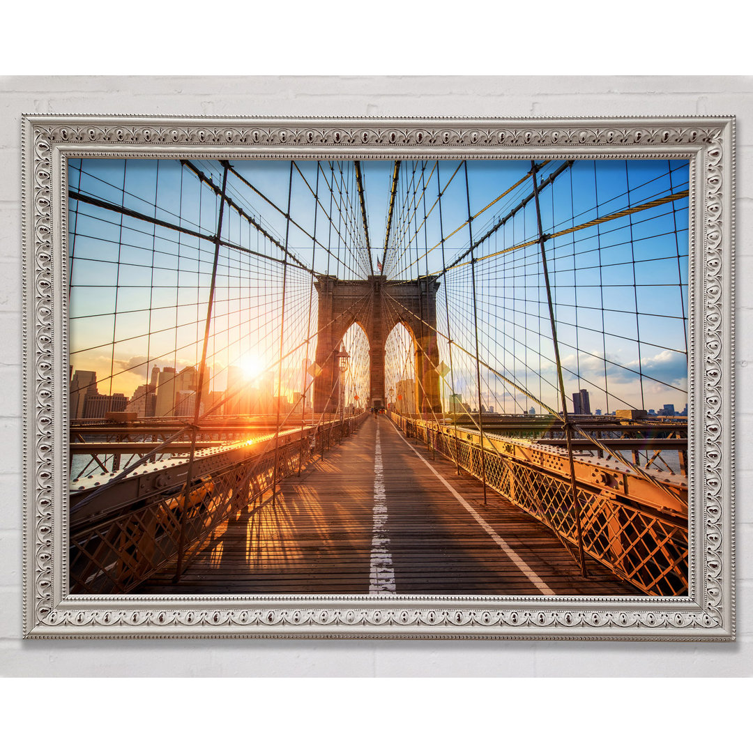 Sonnenuntergang durch die Brooklyn Bridge - Einzelne Bilderrahmen Kunstdrucke