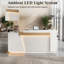 L-Shaped Modern Reception Desk With Locking Drawer, LED Lights & Built-In Outlets, Perfect For Cashier Counter, Salon, Office And Customer Service Front Desk-728167049
