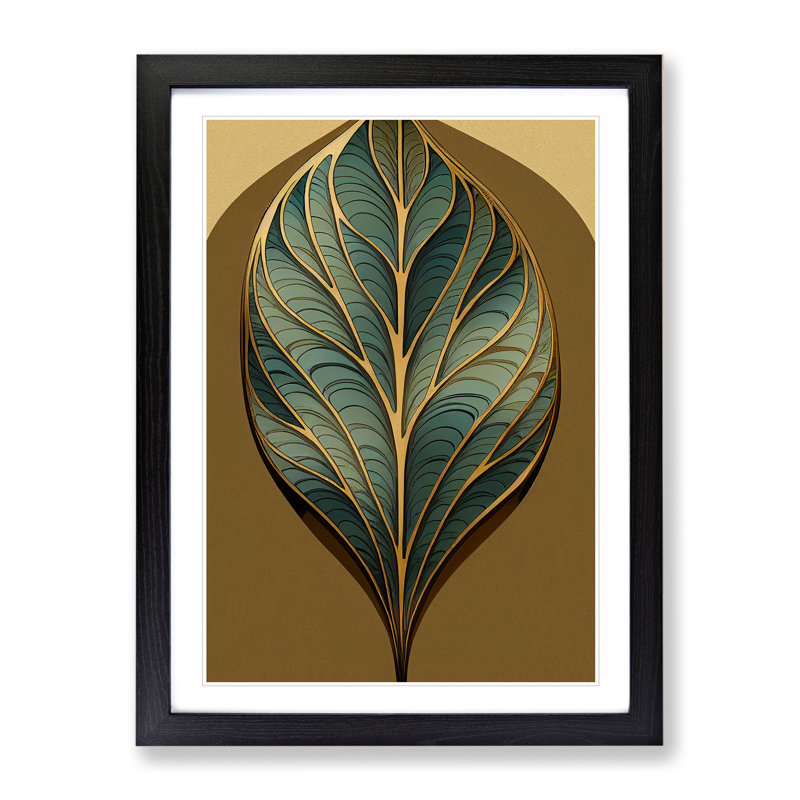 Leaf No.1 - Single Picture Frame Print, 64cm H x 46cm W x 2cm D, Black Framed