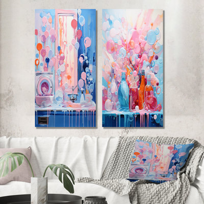 «Pink Laundry Soap Bubble II», ensemble de 2 reproductions d'art sur toile