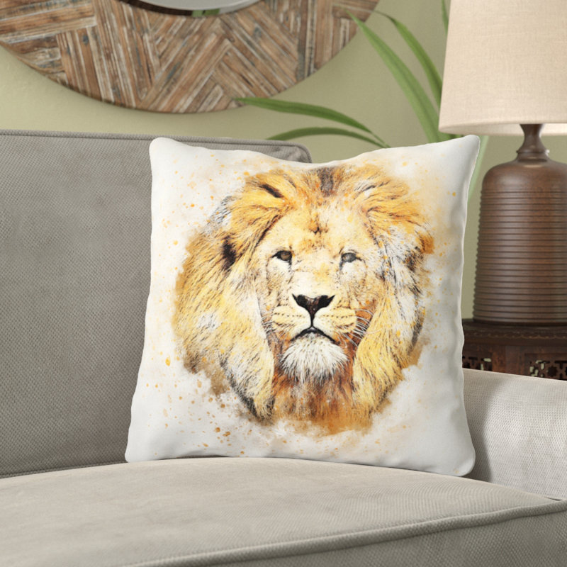 Coussin lion Atia, Microsuède, Intérieur