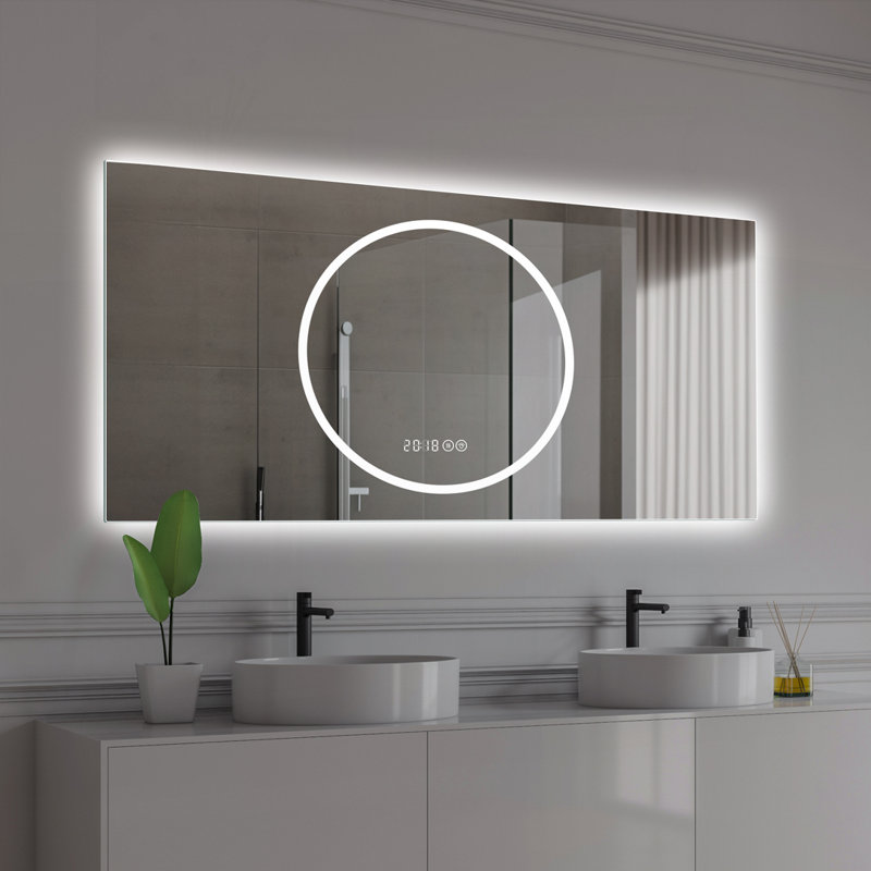 Miroir de salle de bain à DEL avec antibrouillard, éclairage à 3 couleurs à intensité variable