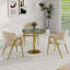 Table de salle à manger ronde ronde avec plateau en faux marbre, structure en métal robuste, assemblage facile, diamètre compact de 31,5 pouces pour les petits espaces.-1703812662-1703812663