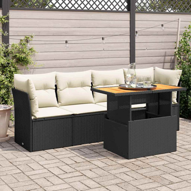 Vidaxl Garden Sofa Set Black, Cream White