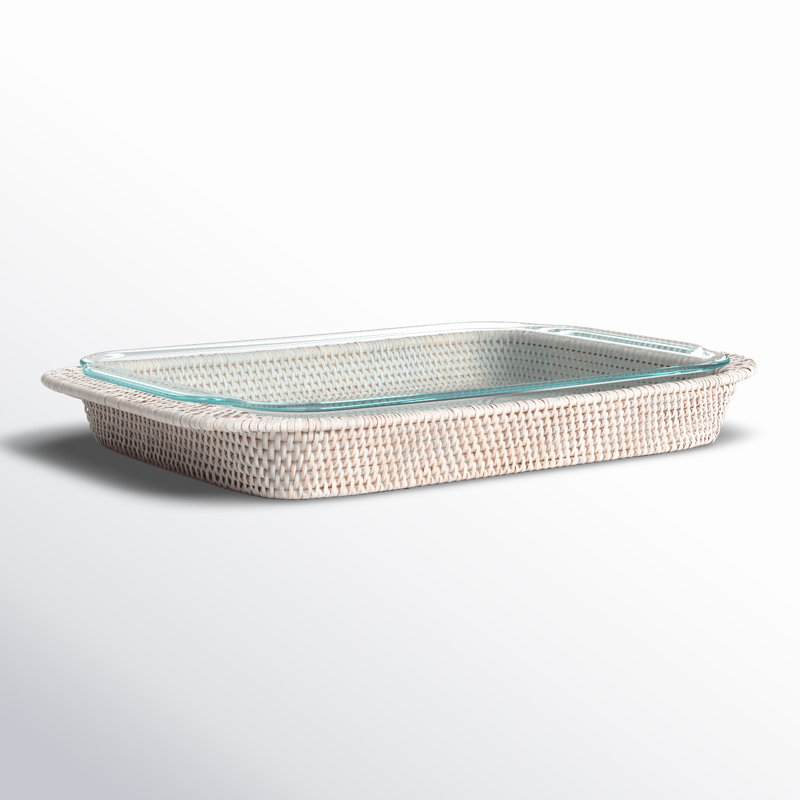 Plat de cuisson en rotin Camden, H 2 po x l 13 po x P 9 po, Blanc délavé