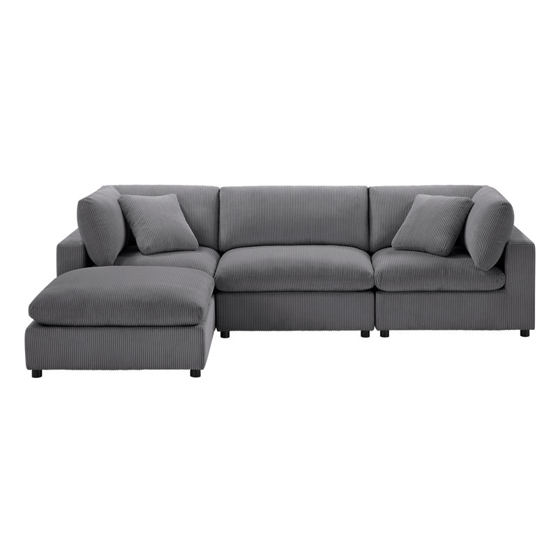 Vinessa Modular Sectional - 4-Piece XL Chofa, Gray Corduroy