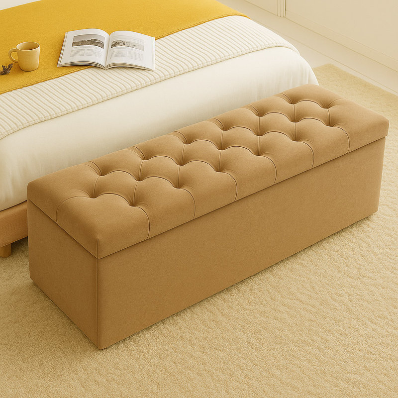 Chesterfield Ottoman Storage Box - Plush Velvet Blanket box - Shoe Bench - End of Bed Bench, Mink, 40cm H x 137cm W x 40cm D