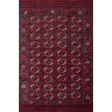 Classic Red Tribal Geometric Bokara Design 1850's Antique Turkmen Tekke Rug