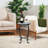 Round Glass and Steel Outdoor Side Table , 13.8 " W 13.8 " D-17522894
