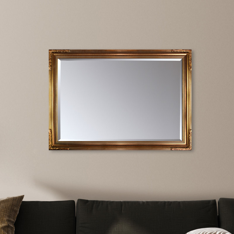Miroir décoratif biseauté traditionnel Mulder, Or, 27 po x 31 po