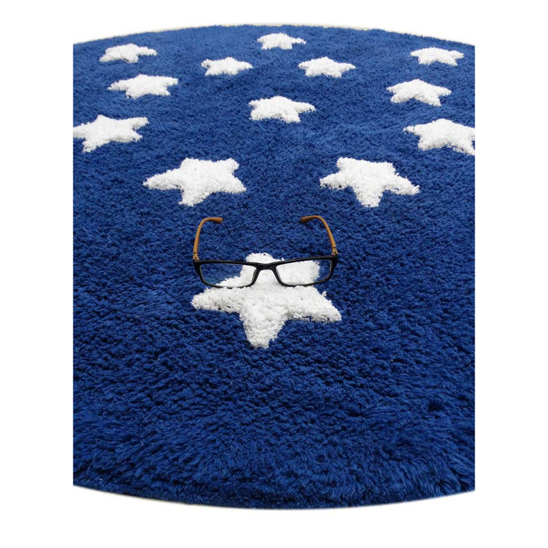 Crown Handwoven Cotton Blue Rug