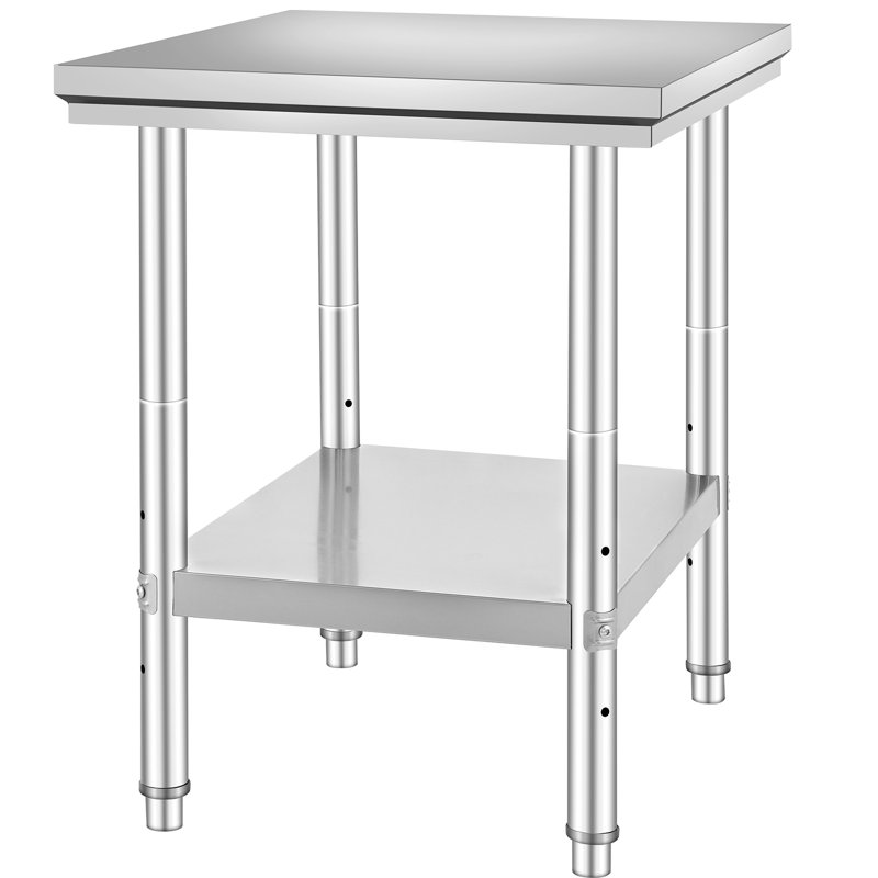 Table de préparation alimentaire 32 po L x 23 po P x 26 po H, acier inoxydable, monobloc, argentée, hauteur réglable
