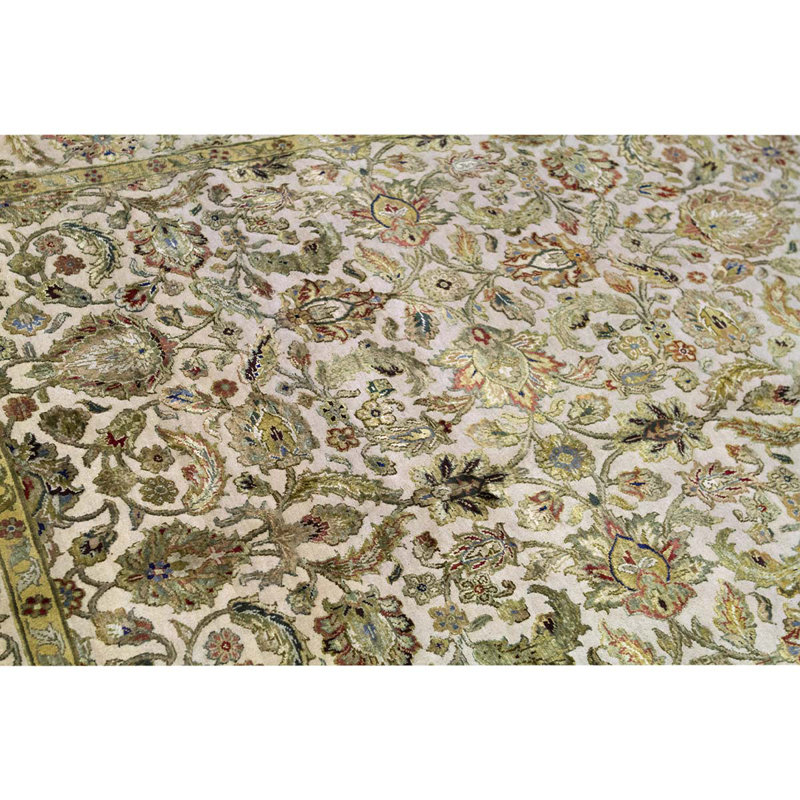 Tapis ivoire / brun noué à la main de haute qualité