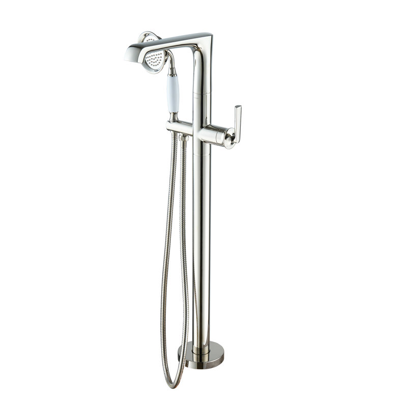 CASAINC Single Handle Floor Mounted Freestanding Tub Filler with Diverter and Handheld Shower