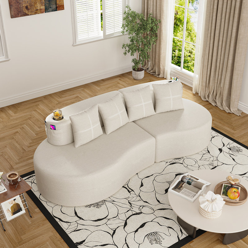 Canapé modulaire compressé courbé, Beige