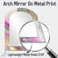 Abstrait de marbre rose et doré II - miroir asymétrique en marbre, miroir mural unique arche rose, impression d'art en métal-1730374040