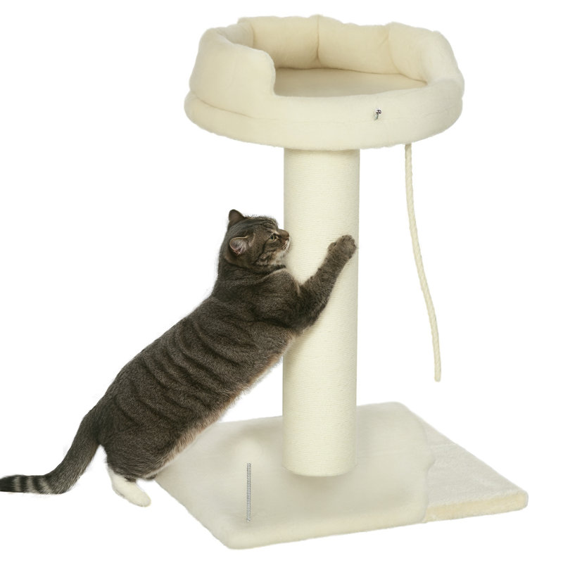 83cm Cat Tree Tower with Scratching Post Kitten Bed Toy Cream
