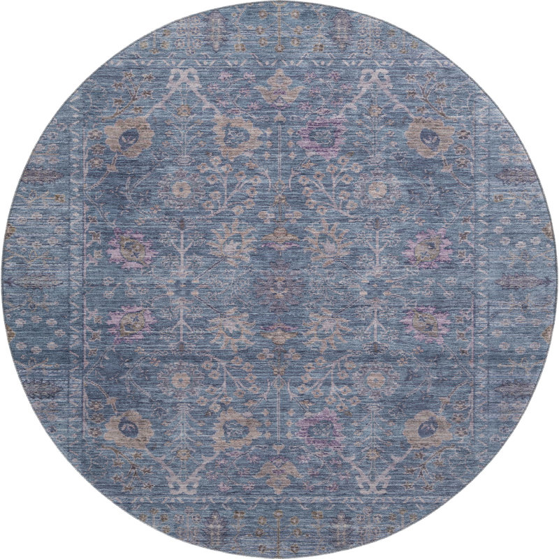 Premium Machine Washable Wayne AMF1106 Global Rug, Round 8'