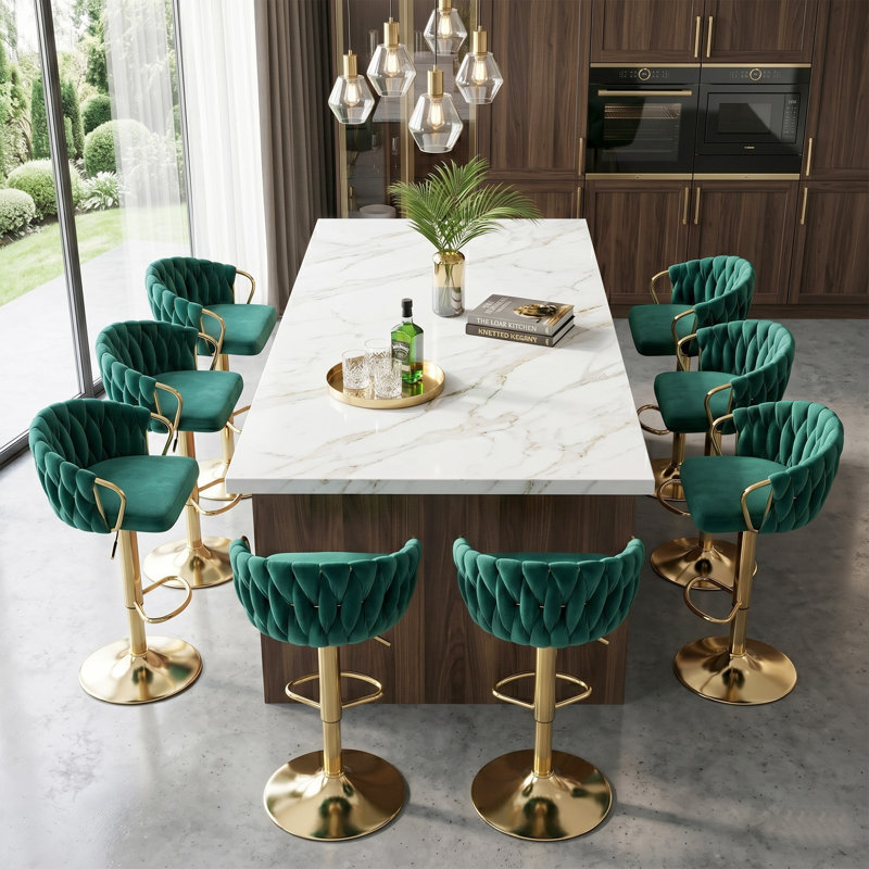 Tabouret de bar pivotant à hauteur réglable, Vert foncé