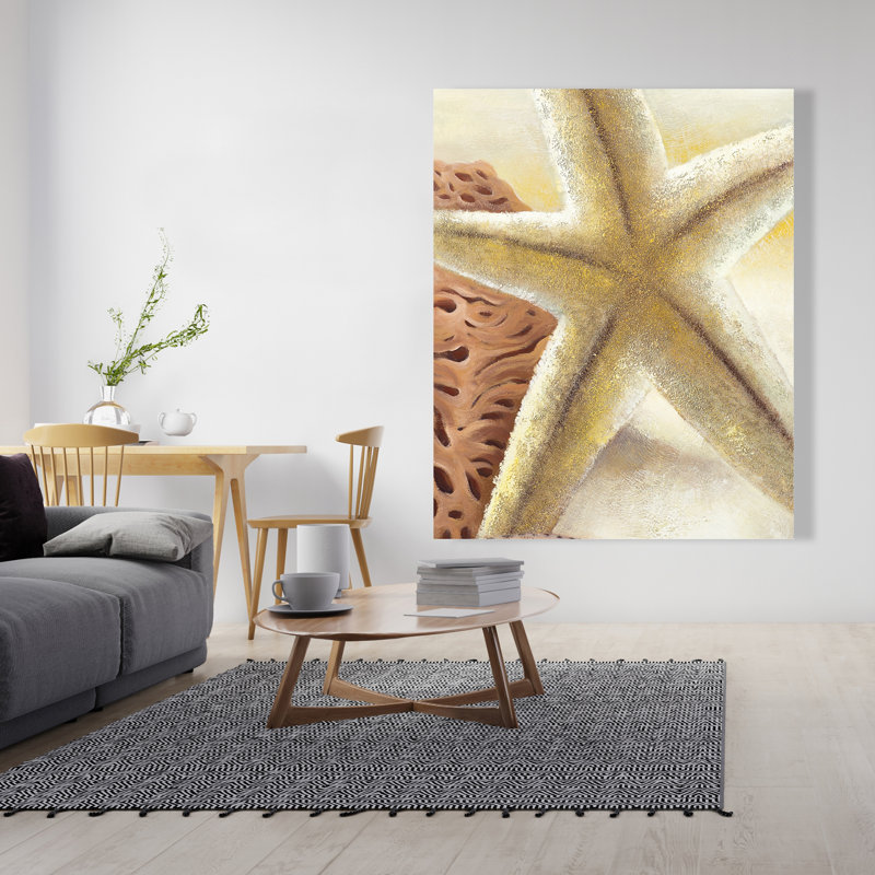 Starfish and Seashells Canvas - Brown Contemporary Home Decor