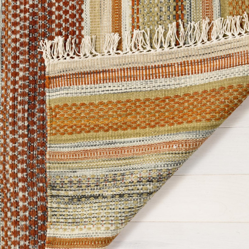 Striped Wool Hand Woven Area Rug, Rectangle 76 x 122cm