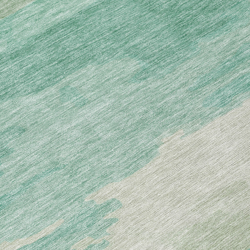 Tapis abstrait lavable à la machine intérieur / extérieur ACN2870, Turquoise, 10 pi x 14 pi