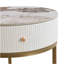 Table de chevet moderne 19,68 pouces avec tiroir, table de bout ronde en marbre avec rangement, table d'appoint pour le salon et la chambre à coucher