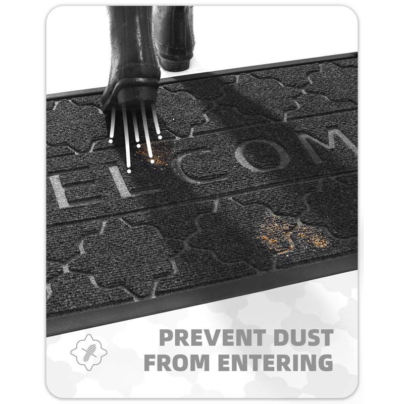 Clariece Non-Slip Doormat, 24" W x 36" L, Dark Gray