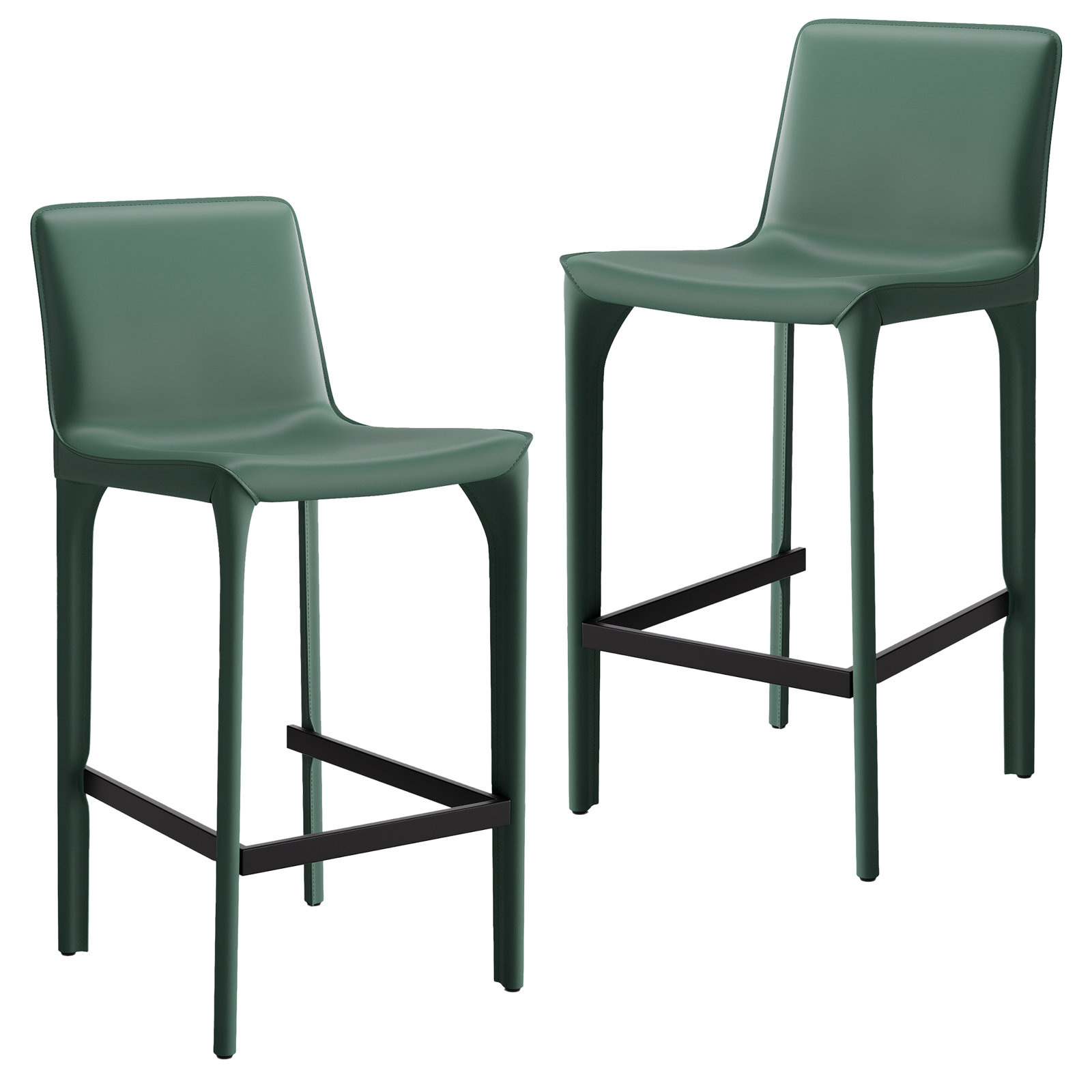 Vannes Vegan Leather Barstool, Green, 2