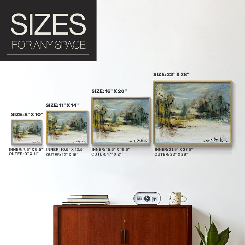 Wintery Horizon II -Framed Print - Restickable, 11" H x 14" W