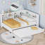 Lit de jour double en bois avec lit gigogne simple, lit de jour avec tablette de rangement et ports de chargement USB, blanc