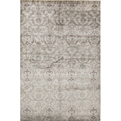 Hand-Knotted High-Quality Gray and Gray Area Rug