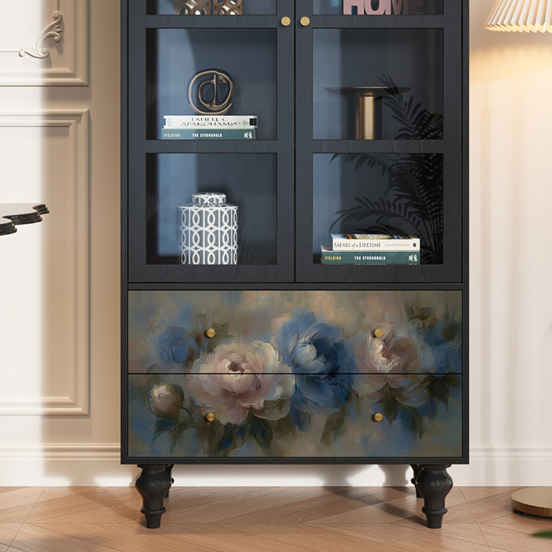 Vitrine en bois massif Floral
