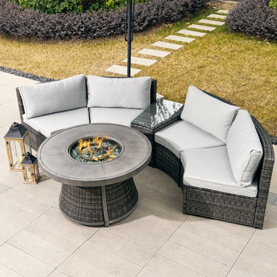 Orsin 4 Person Outdoor Conversation Set With Fire Pit Table
