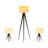 Black Modern Set of Three Metal Table & Floor Tripod Lamps - 16" x 16" x 60"