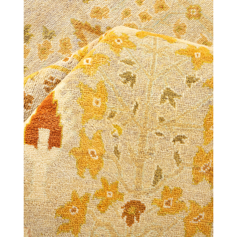 Tapis ivoire noué à la main unique 8 pi 1 po x 10 pi 6 po Sebie