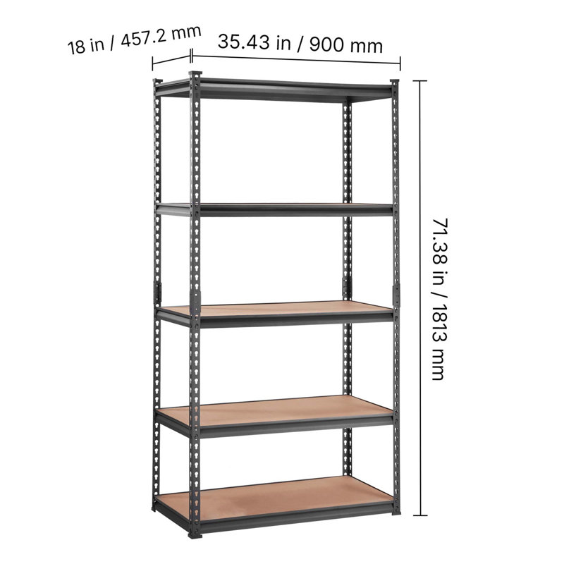 Étagère robuste robuste à 5 niveaux, capacité de 2 000 lb, parfaite pour organiser les garages, les cuisines et les sous-sols