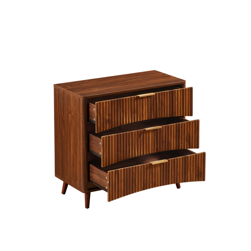Ensemble de 2 commodes cannelées 3 tiroirs