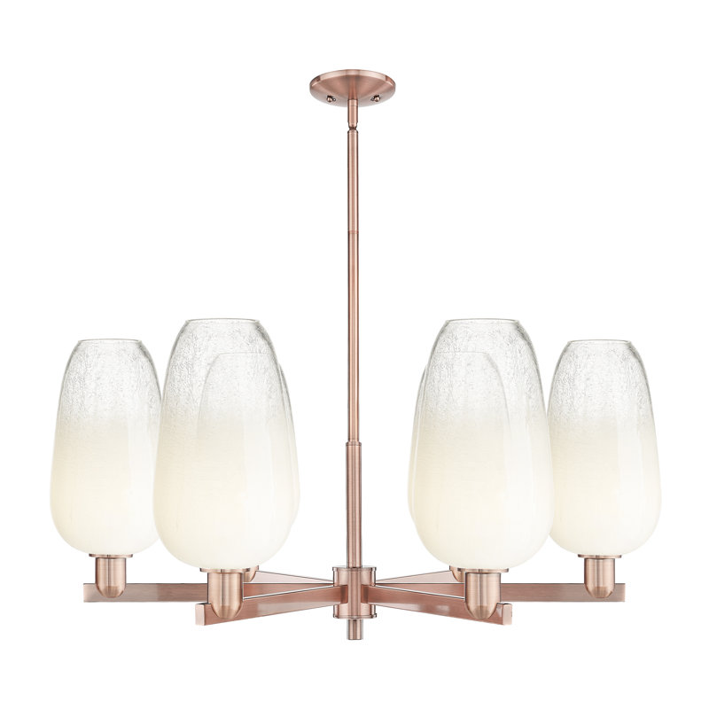 Lustre suspendu 6 lumières Gateshead, Cuivre antique, Opale