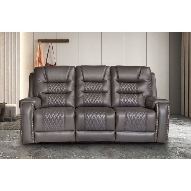 Canapé inclinable 84 po, Similicuir gris